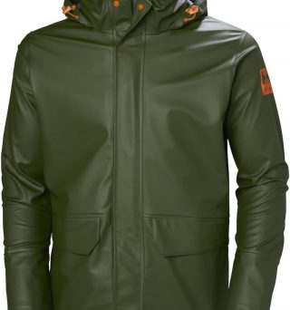 Workwear Gale Men’s Waterproof Rain Jacket - Heavy-Duty PU Polyester Windbreaker - Packable Hood & Hem